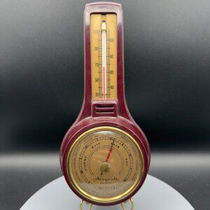 Vintage Airguide 8" Barometer & Thermometer Weather Station Wall Mount Bakelite